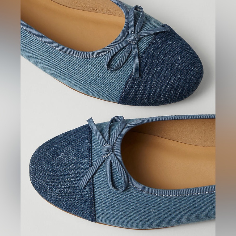 New without tags: Weekend Collection Denim Cap Toe Ballet Flats